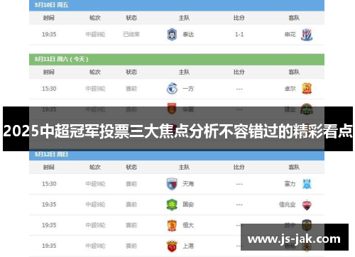 2025中超冠军投票三大焦点分析不容错过的精彩看点